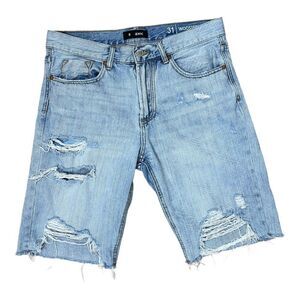 Blank NYC Men's Blue Jean Denim Wooster Shorts Size 31 Distressed